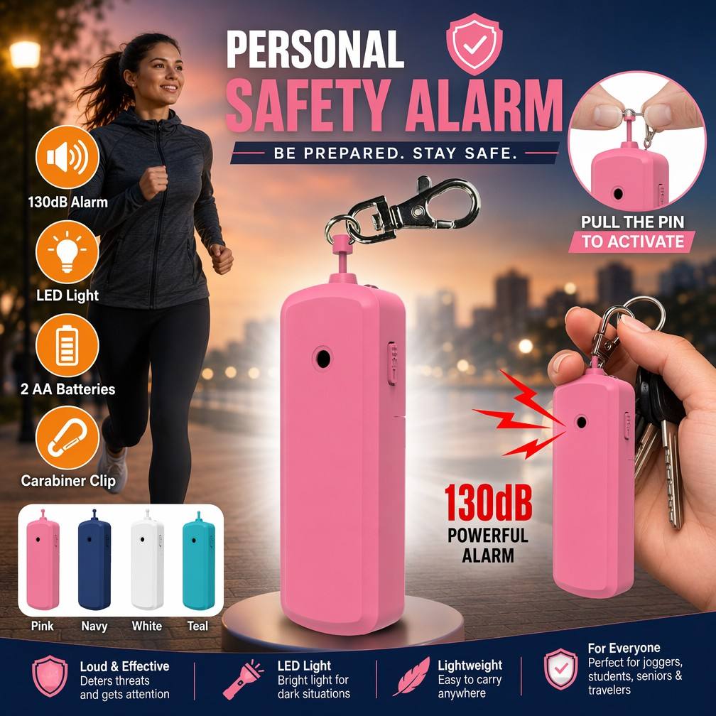 Personal Alarm Keychain - Alarma Antirrobo Portátil de 130dB, Dispositivo